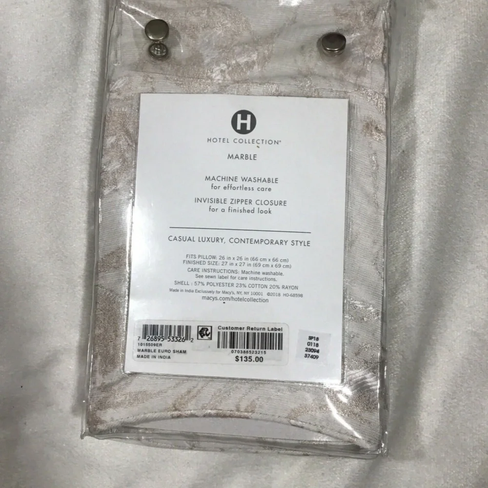 NIB‎ Hotel Collection Marble European Pillow Sham